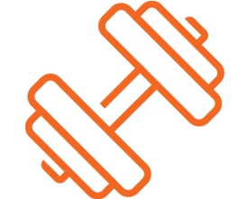 Orange background with an abstract geometric pattern.