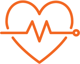 Orange heart with a heartbeat line symbol.