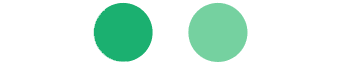 Two overlapping green circles with different shades on a white background.