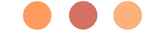 Three colored circles with a gradient peach to red theme.