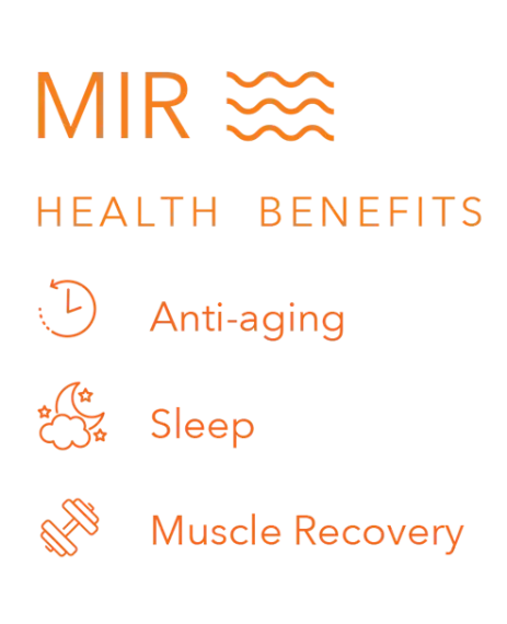 A logo for MIR Health Benefits featuring three icons representing health, home, and mental wellness.